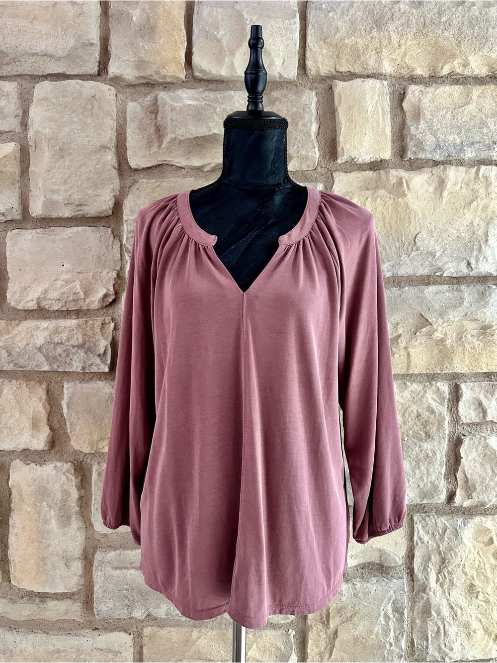 Lucky Brand Mauve V-Neck Long-Sleeve Tunic
